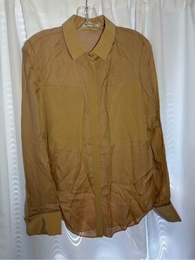 ALEXANDER WANG Nude/Tan Silk Blend Long Sleeve Blouse size M